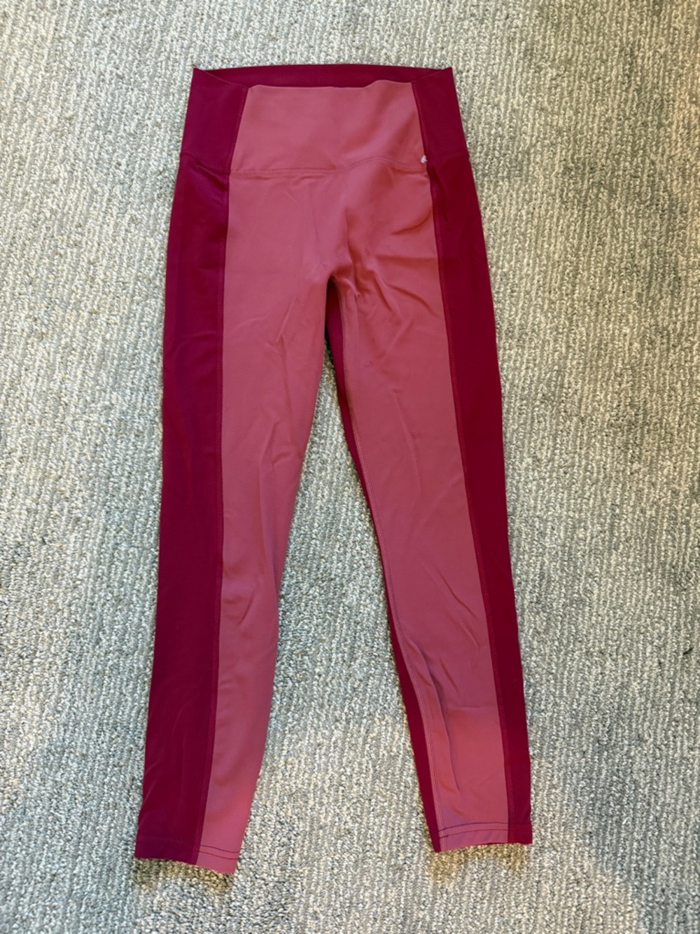 Athleta Transcend Colorblock 7/8 Tight | Pink Red High Rise Leggings | Size S - Picture 1 of 3